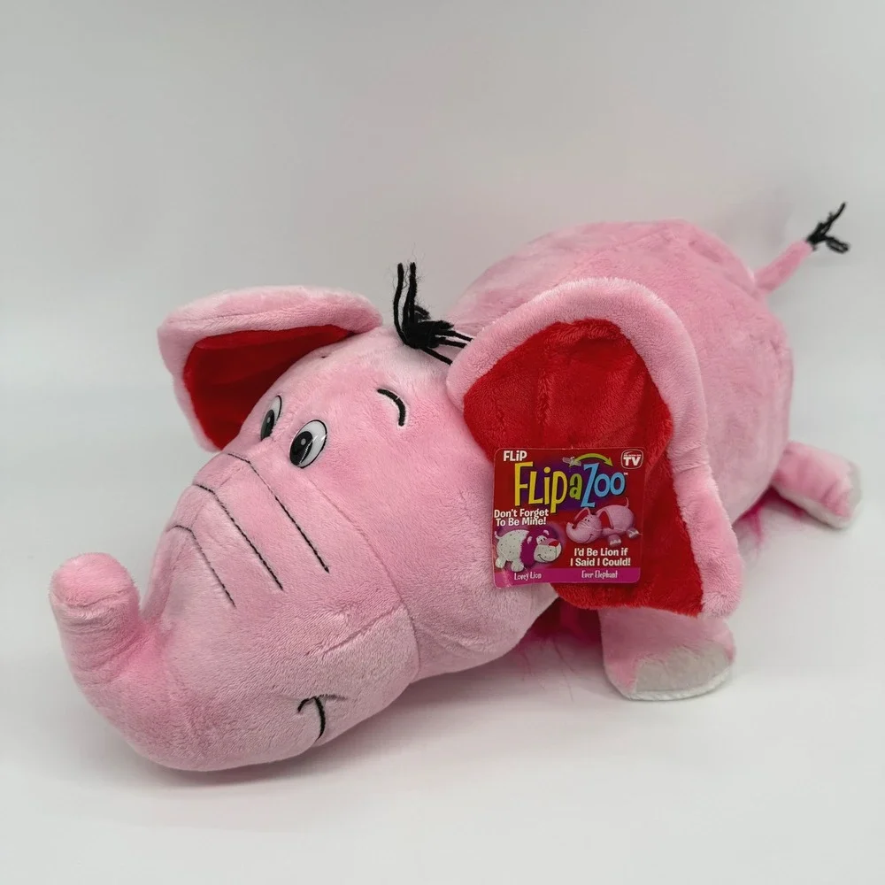 FlipaZoo Ever Elephant Lovey Lion Reversible Plush Toy 16in 84926 Valentines NEW